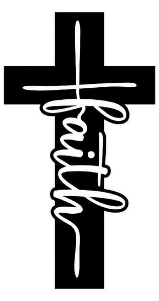 Faith Cross Sticker Black Vinyl Religious Wall Art