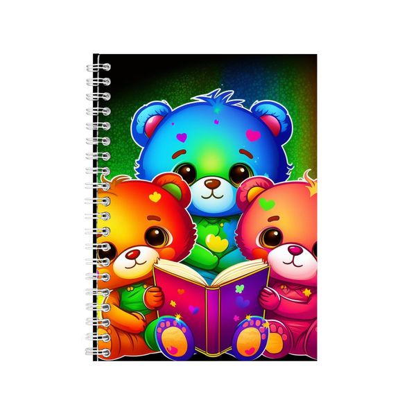 Trio Teddy Bears Colorful Happy Notebook Animal Gift Idea A4 Notepad Pad 82