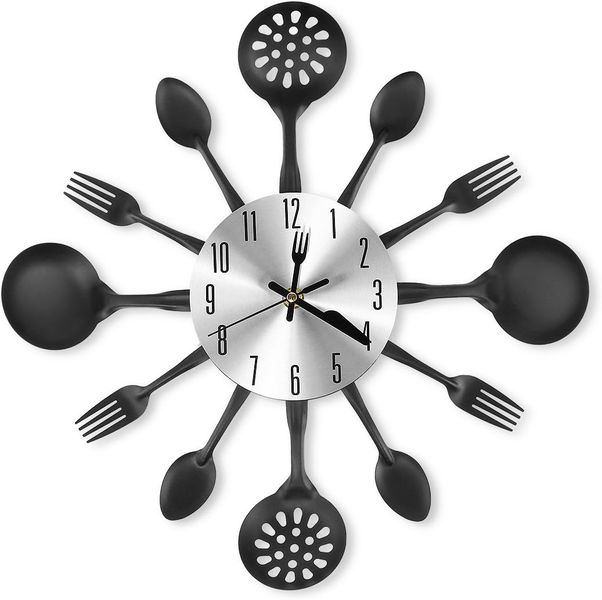 14" Cutlery Kitchen Wall Clocks, Silent Clock Movement and Battery Operated