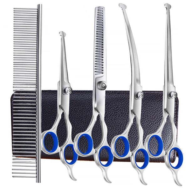 Professional 6 in 1 Pet Dog Grooming Scissors Kit with Safety Round Tips