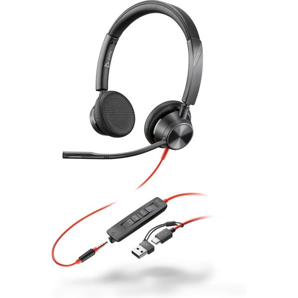 Poly Blackwire 3325 Stereo Microsoft Teams Certified USB-C Headset +3.5mm