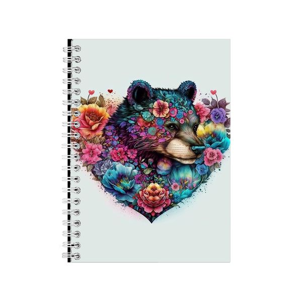 Bear 2 Watercolor Heart Notebook Animal Gift Idea Notepad Pad 117