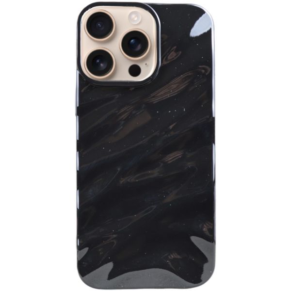 Wavy Glossy Glitter Phone Case Compatible With iPhone 16 Pro Max - Burgundy