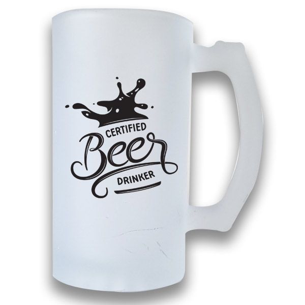 Printed Beer Mug Frosted - Certified Beer Drinker