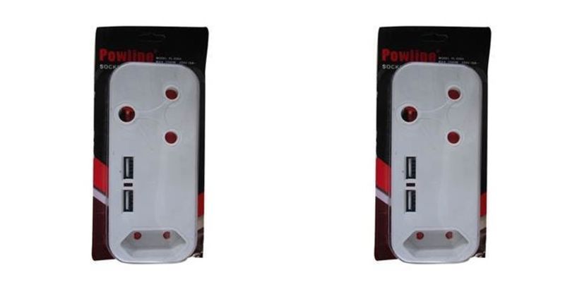 M2 Socket Outlets Adaptor With USB Port 2 Piece