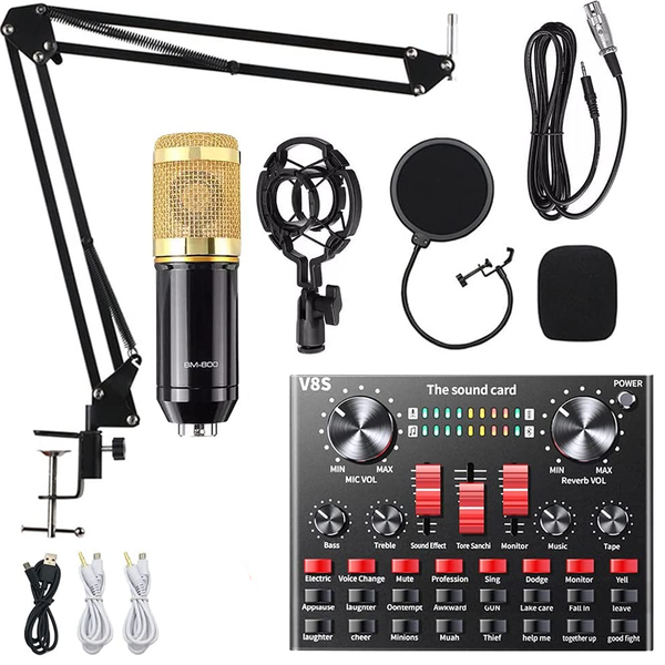 Condenser Microphone Bundle With Sound Card - BM800-V8S