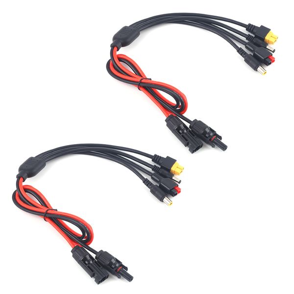 2Pcs 1m Solor Panel Connector Cable Splitter MC4 to Multi XT60 DC5521 7909