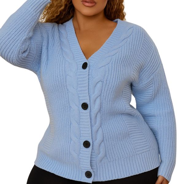 Missy Missi Ladies Cardigan Ribbed Knit Button Front