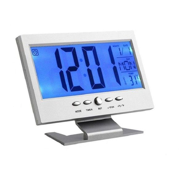 Multi Display Digital Table Humidity Clock with Alarm , Silver Clock