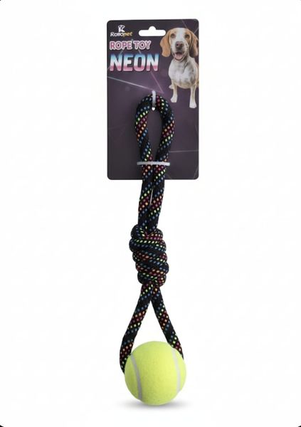 Dog Rope Toy with Handle &amp; Tennis Ball