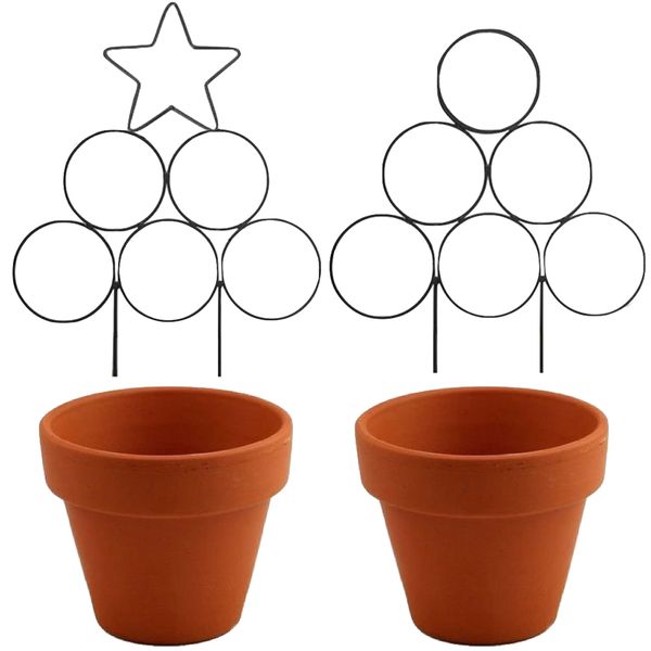 Garden Decor Multi Design Pyramid Trellis with Pot Set of 4 (30cm)