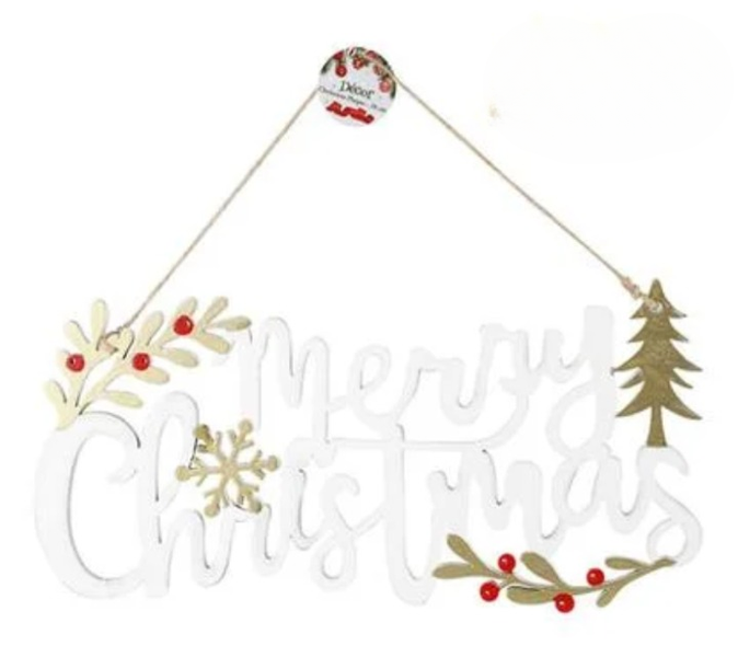 28cm Festive Wooden-Look MDF Plaque - Christmas Home Accent