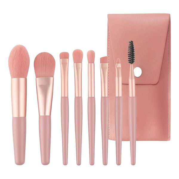 Portable Mini Makeup Brushes 8 Pieces Perfect for Travel and Daily Use