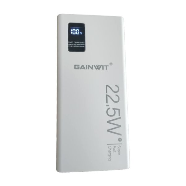 22.5W Super Fast Charging Power Bank 10000mAh High Capacity White GAINWIT
