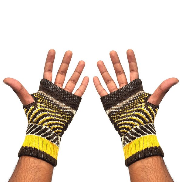 BUFFTEE Fingerless Mittens - Warm Winter Fingerless Gloves - Tiger Eye