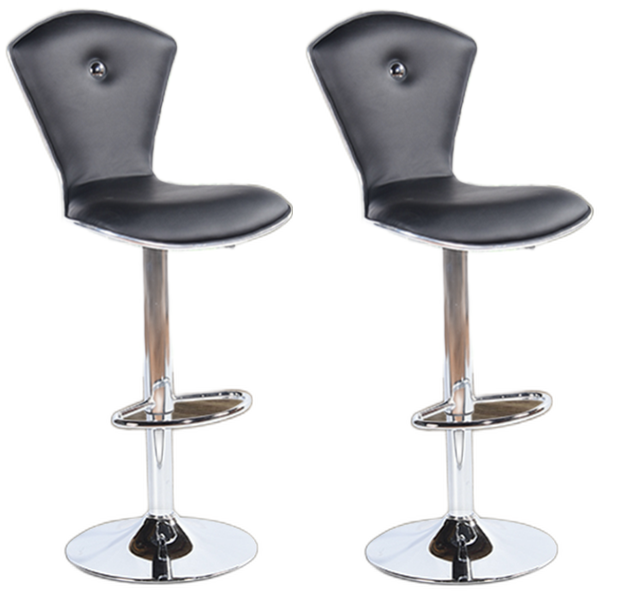 Bar Stools / Kitchen Counter Chairs - Set of 2 - Black Colour