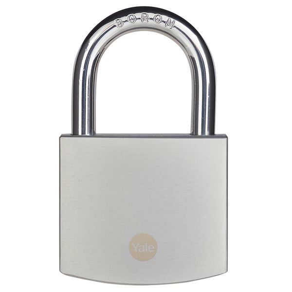 Yale 60mm Brass padlock satin chrome pack1