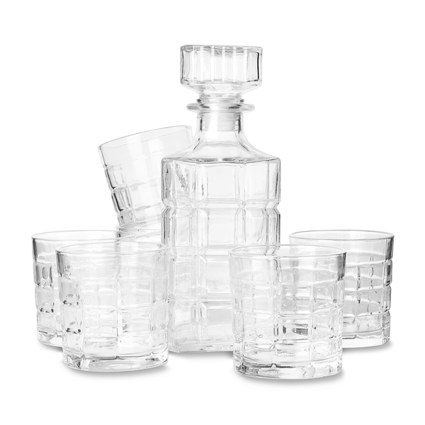 7-Piece Decanter &amp; Tumbler Set - 750ml Decanter and 6 x 340ml Block Cut