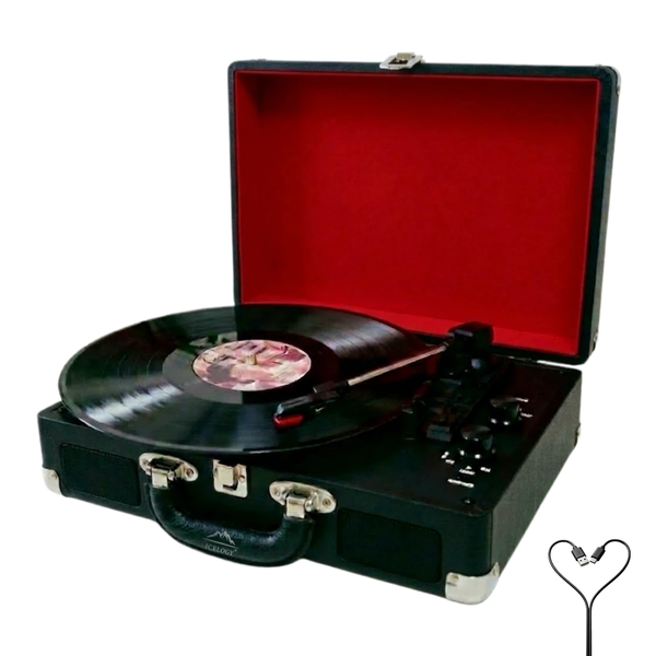 Icelogy Portable Suitcase Record Player , Retro Vinyl