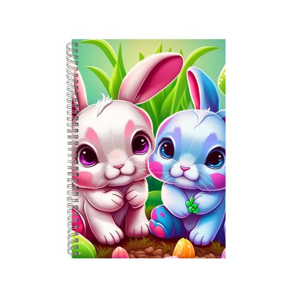 Two Little Adorable Bunnies Blue Pink Notebook Gift Idea A4 Notepad Pad 82