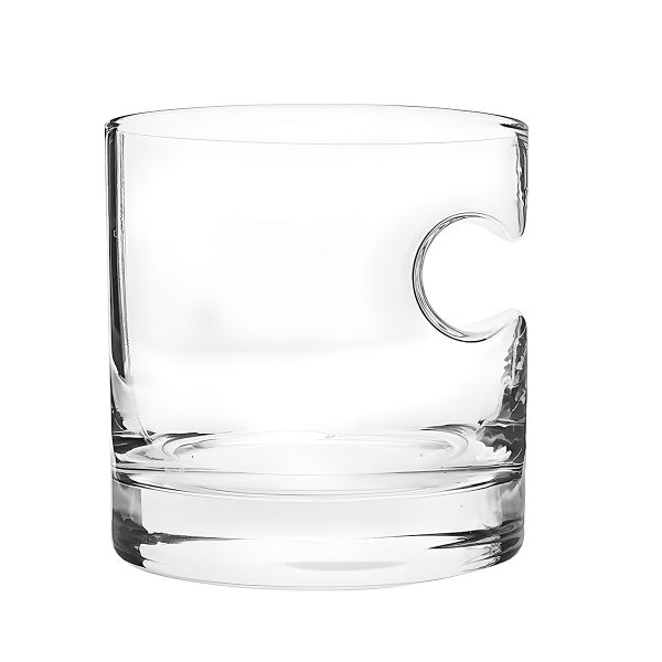 Whiskey Glass with Cigar Holder Round Groove Design Glass - Men's Gift