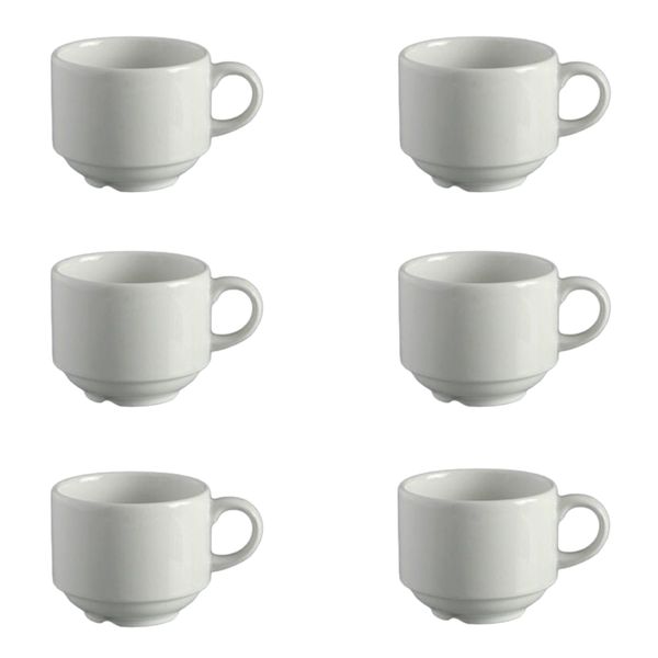 6 Piece Cup 200ML Stack Blanco Continental China
