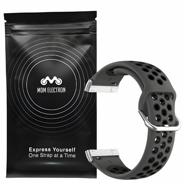 Breathable Silicone Strap Compatible with Fitbit Versa 3 -Coal Black/Black
