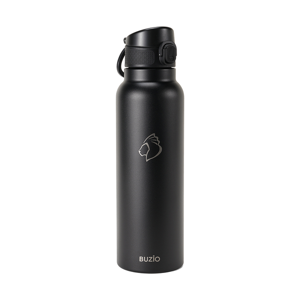 BUZIO 710ml Insulated Double Wall Stainless Steel Water Bottle Black