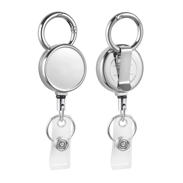 2 Pack Heavy Duty Badge Reel, Metal Retractable Badge Holder