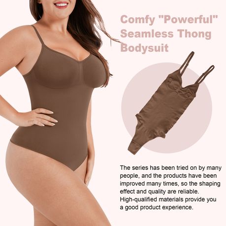 Seamless Tummy Control Shapewear Bodysuit Sculpting Thong Low V