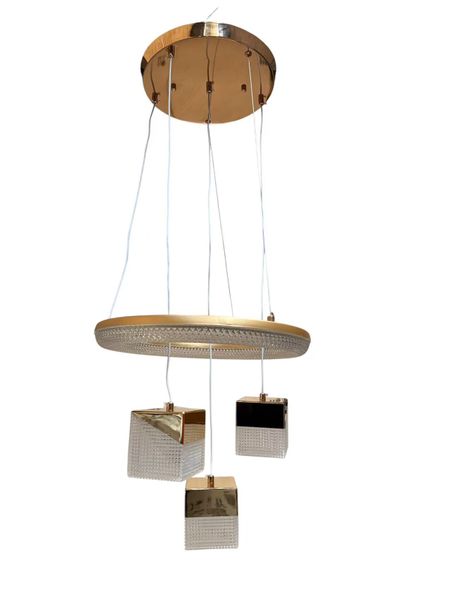 Hello Today Gold Cube 3-Light LED Pendant Chandelier-MRUL