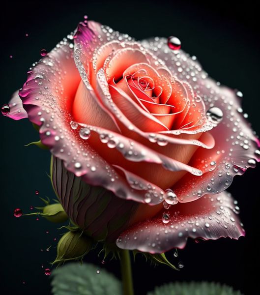 Canvas Wall Art - Wet Rose Artwork
