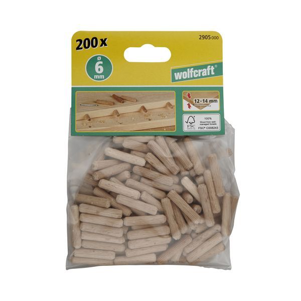 Wolfcraft Dowel pins beech 6x30mm