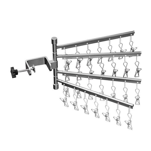 Snap-on Window Frame Socks Drying Rack with 28 Clips for Bra Clothes