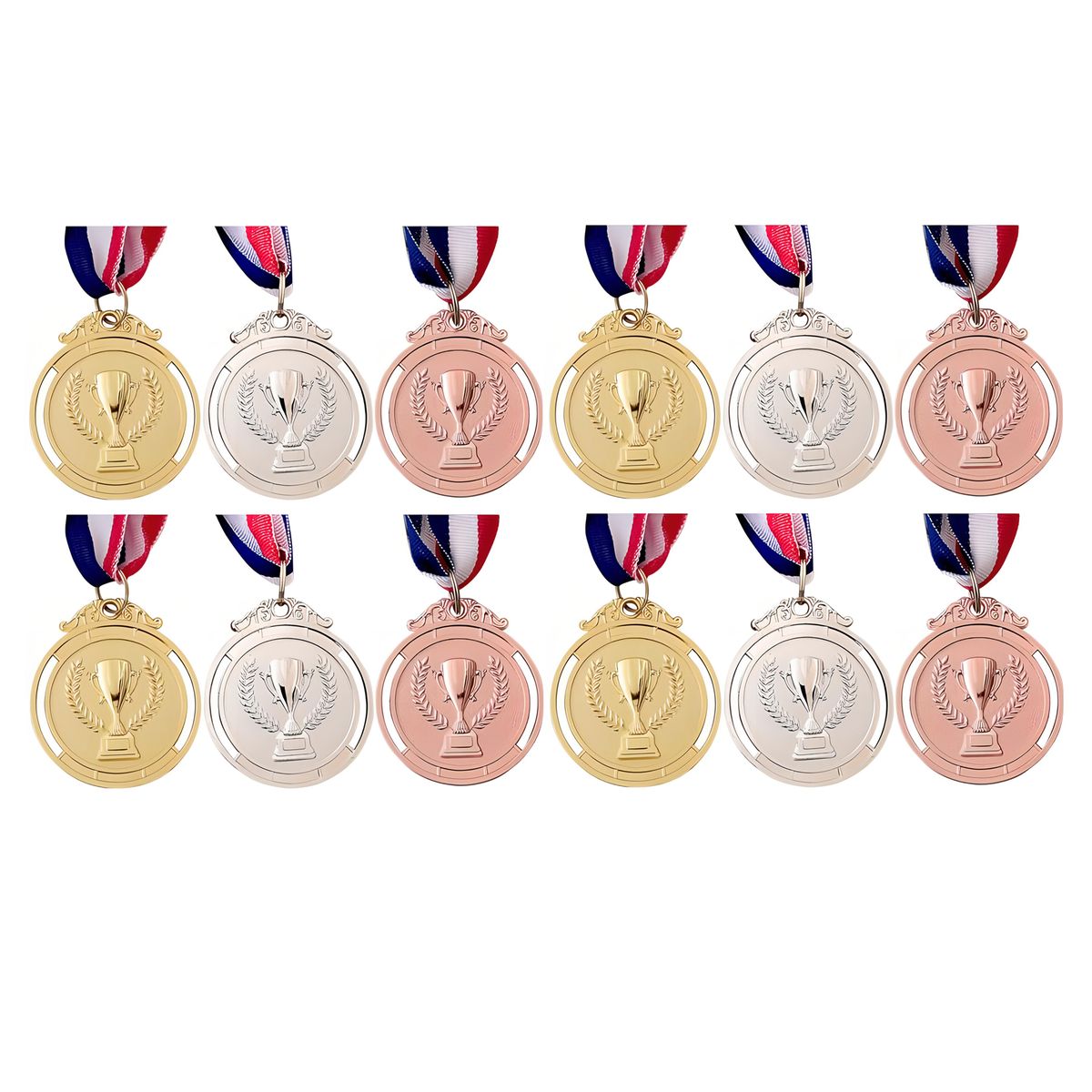 Sports and School Awards Gold Silver Bronze Medals with Ribbon - Pack ...