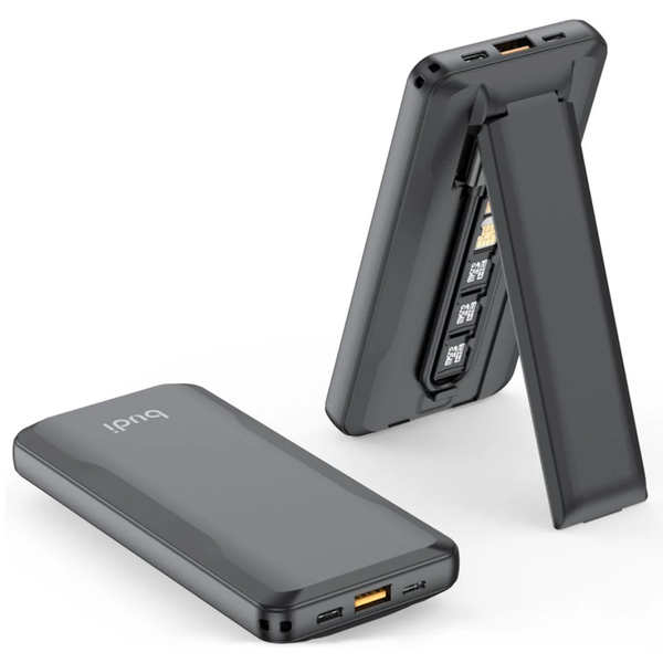 Budi 10000mAh Portable Power Bank with 3 USB Ports and PD Fast Charging