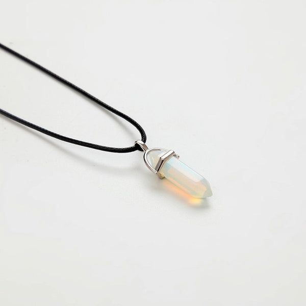Pendant Natural Stone Charm Gemstone With Necklace - Opalite Crystal