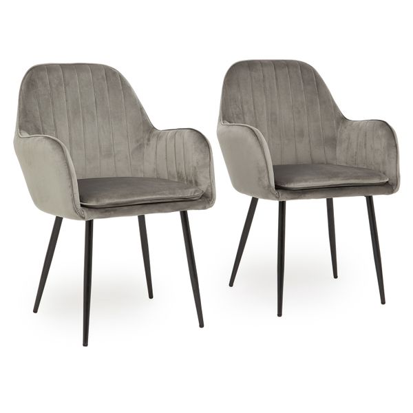 George &amp; Mason - Velvet Chair - Set of 2 Grey