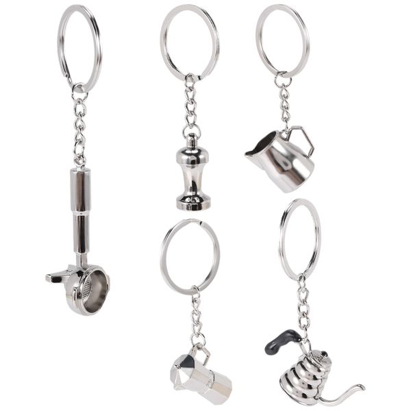5 Pcs Creative Barista Coffee Tamper Keychain Espresso