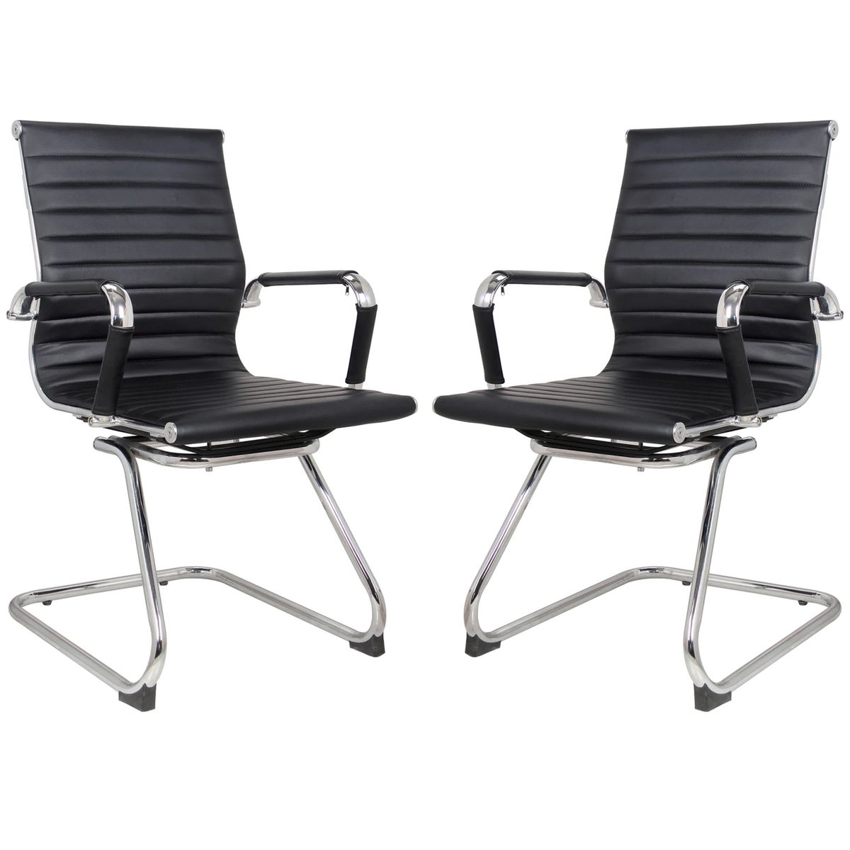 Ribbed Visitors Office Chairs Set of 2 Per Box Black Shop Today