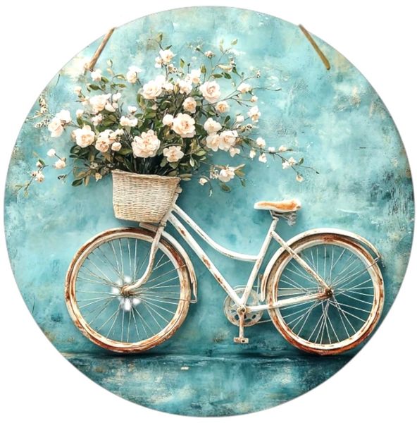 Vintage Bicycle Round Wooden Wall Art 2D