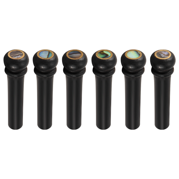 6Pcs Black Ebony Shell Guitar Bridge Bone Pins Set with Abalone Dot