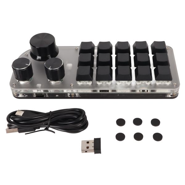 15 Key Wireless Pad 3 Knobs, Type C, Bluetooth
