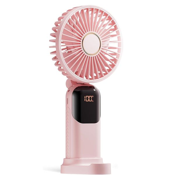 Handheld Fan - 4200mAh, 5 Speeds, Digital Display, Ultra Quiet &amp; Foldable