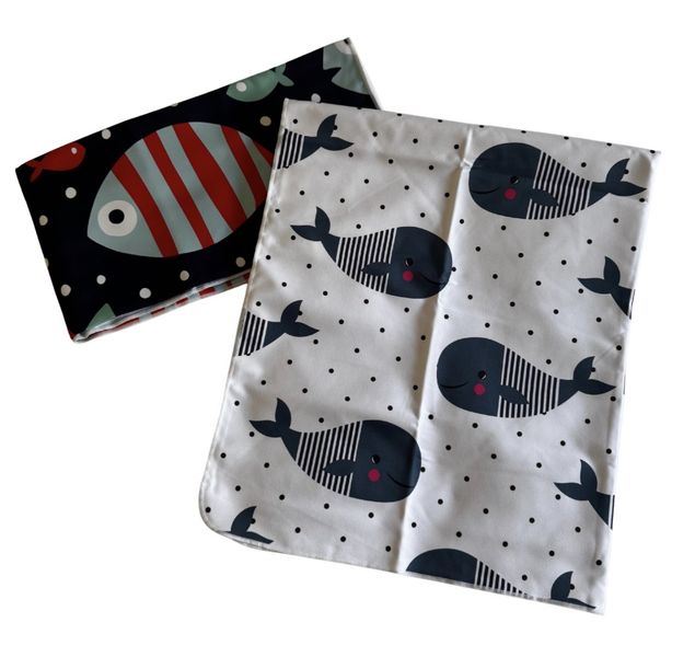 Microfibre Baby Hooded Towels 2 Pack - Fish/Whales BA6541