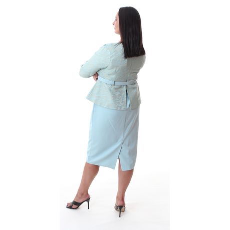 Elegant Peplum Dress with Belt For plus size women