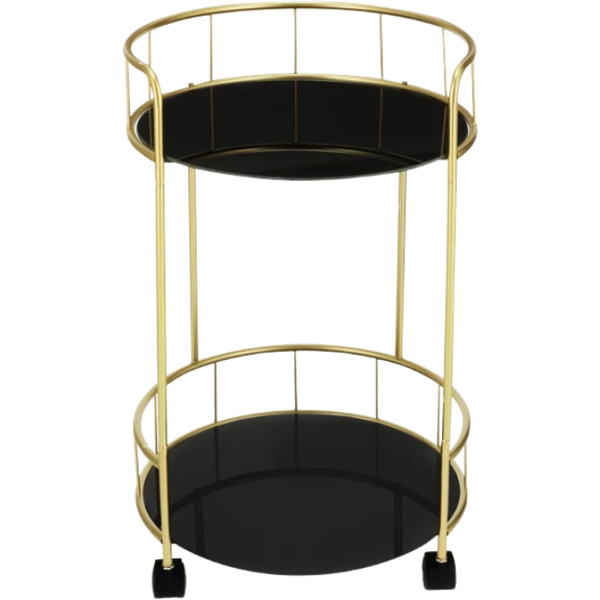Gold Two-Tier Round Drinks Trolley Bar Cart