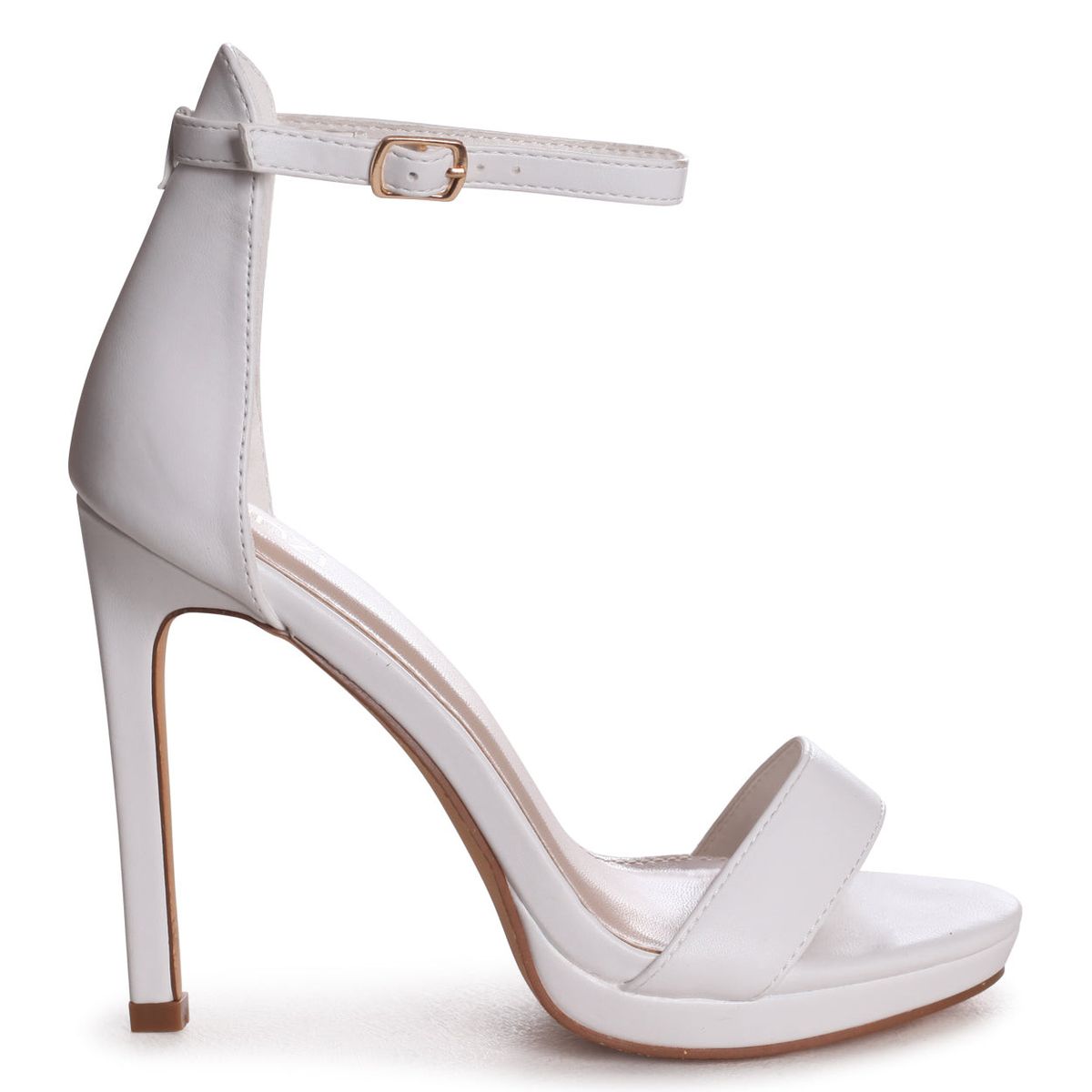 Linzi GABBY Ladies - White Faux Leather Barely There Stiletto Heel With ...