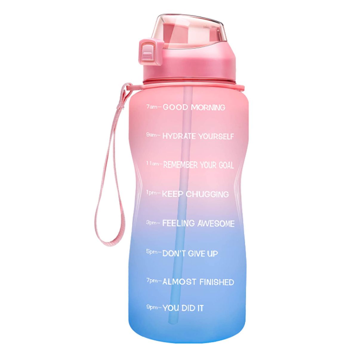 SKAULT - Large 2L Motivational Water Bottle Time Markers and Straw BPA ...