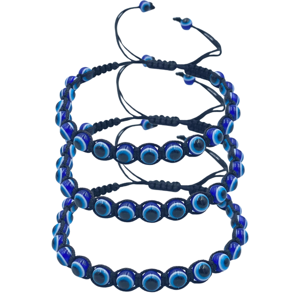 Turkish Evil Eye Black Hand Woven Bracelet - 3 Pack